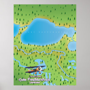 Karte des Lake Pontchartrain Louisiana Poster