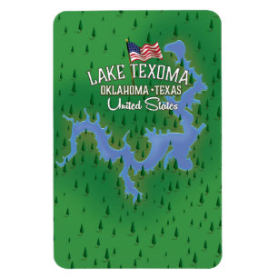 Karte des Lake Texoma USA. Magnet