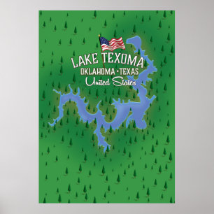 Karte des Lake Texoma USA. Poster