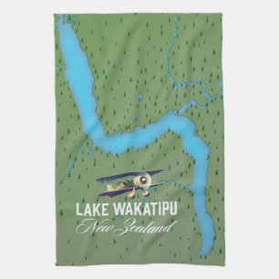 Karte des Lake Wakatipu Neuseeland Geschirrtuch