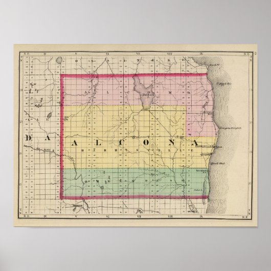 Karte des Landkreises Alcona, Michigan Poster (Vorne)