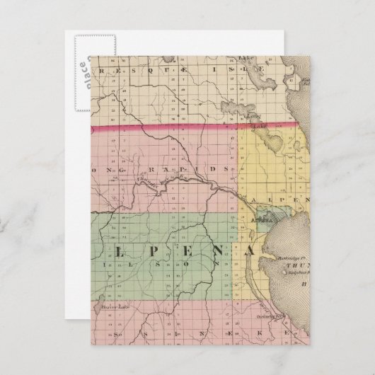 Karte des Landkreises Alpena, Michigan (Vorne/Hinten)