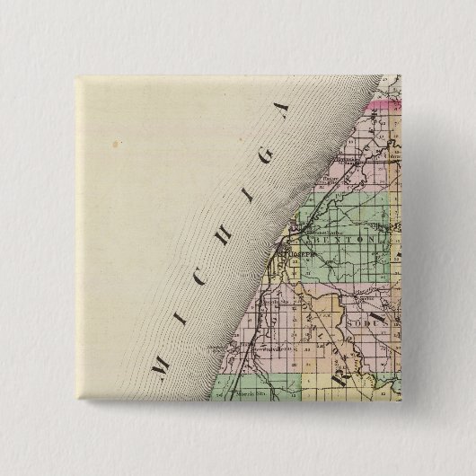 Karte des Landkreises Berrien, Michigan Button (Vorderseite)