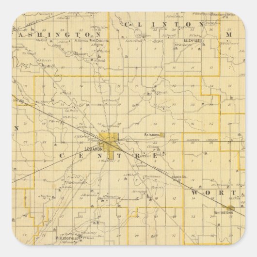 Karte des Landkreises Boone Quadratischer Aufkleber (Vorderseite)