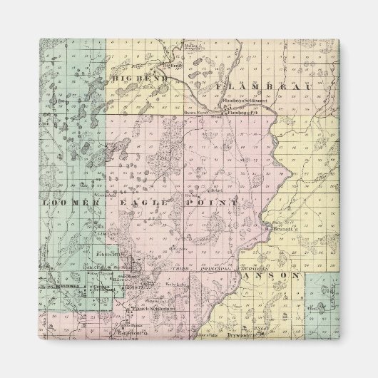Karte des Landkreises Chippewa im Süden Magnet (Vorne)