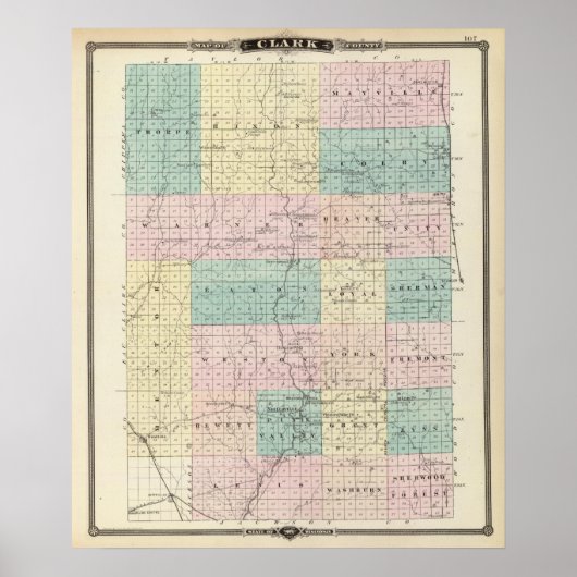 Karte des Landkreises Clark, Staat von Wisconsin Poster (Vorne)