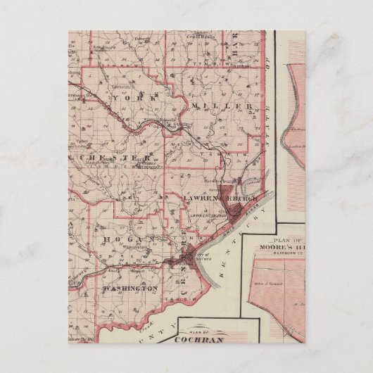 Karte des Landkreises Dearborn mit Greendale (Vorderseite)
