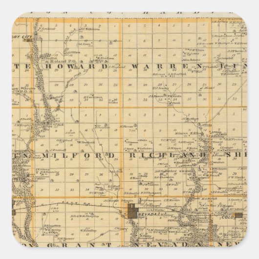 Karte des Landkreises der Geschichte, Staat von Io Quadratischer Aufkleber (Vorderseite)