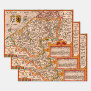 Karte des Landkreises Flandern (1609) Geschenkpapier Set