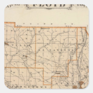 Karte des Landkreises Floyd Quadratischer Aufkleber