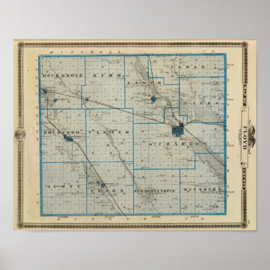 Karte des Landkreises Floyd, Staat von Iowa Poster (Vorne)