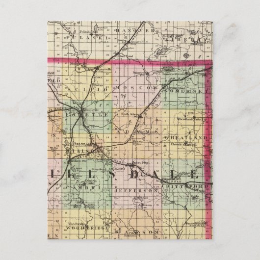 Karte des Landkreises Hillsdale, Michigan (Vorderseite)