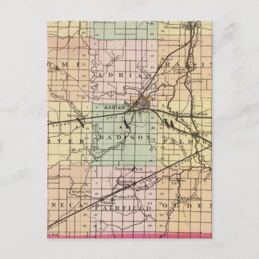 Karte des Landkreises Lenawee, Michigan (Vorderseite)