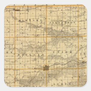 Karte des Landkreises Madison, Staat von Iowa Quadratischer Aufkleber