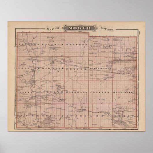 Karte des Landkreises Mäher, Minnesota Poster (Vorne)