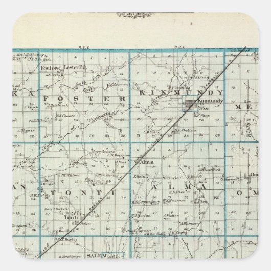 Karte des Landkreises Marion Quadratischer Aufkleber (Vorderseite)