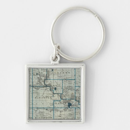 Karte des Landkreises Marshall, Staat von Iowa Schlüsselanhänger (Vorne)