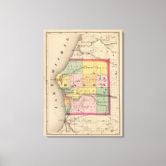 Karte des Landkreises Mason, Michigan Leinwanddruck (Vorderseite)