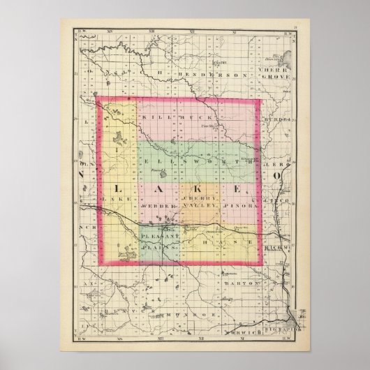 Karte des Landkreises, Michigan Poster (Vorne)