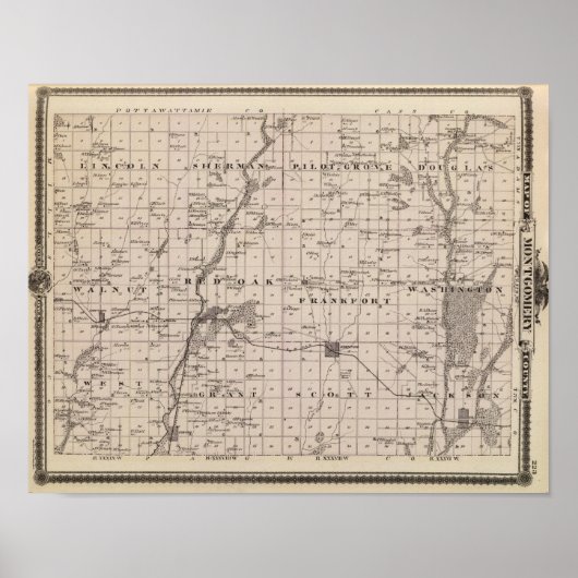 Karte des Landkreises Montgomery, Staat von Iowa Poster (Vorne)