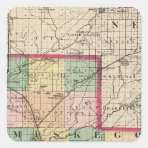 Karte des Landkreises Muskegon, Michigan Quadratischer Aufkleber