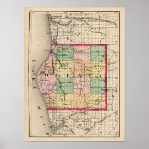 Karte des Landkreises Oceana, Michigan Poster