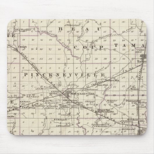 Karte des Landkreises Perry, Nashville und Carmi Mousepad (Vorne)