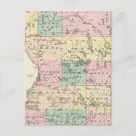 Karte des Landkreises Polk, Staat von Wisconsin (Vorderseite)