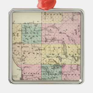 Karte des Landkreises Polk, Staat von Wisconsin Ornament Aus Metall