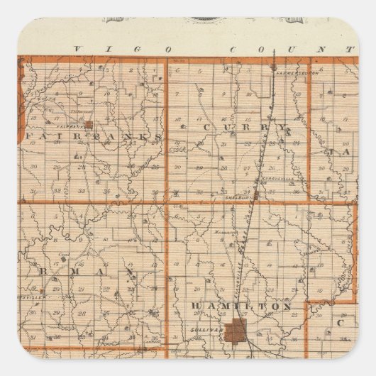 Karte des Landkreises Sullivan Quadratischer Aufkleber (Vorderseite)