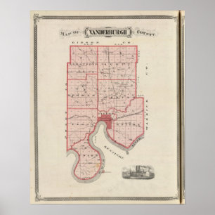 Karte des Landkreises Vanderburgh Poster