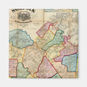 Karte des Landkreises von Norfolk, Massachusetts Magnet