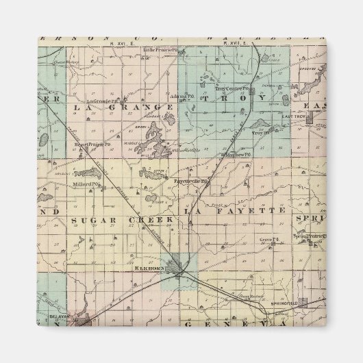 Karte des Landkreises Walworth, Staat von Wisconsi Magnet (Vorne)