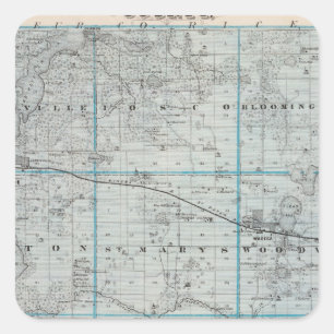 Karte des Landkreises Waseca, Minnesota Quadratischer Aufkleber