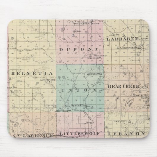 Karte des Landkreises Waupaca, Staat von Wisconsin Mousepad (Vorne)