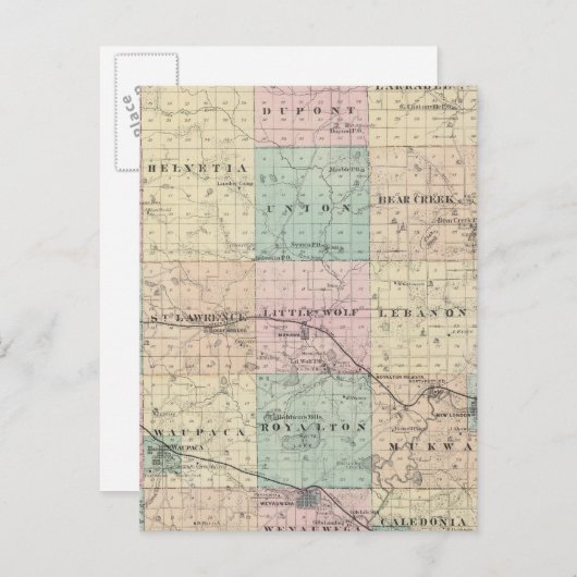 Karte des Landkreises Waupaca, Staat Wisconsin (Vorne/Hinten)