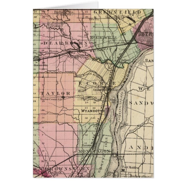 Karte des Landkreises Wayne, Michigan (Vorne)