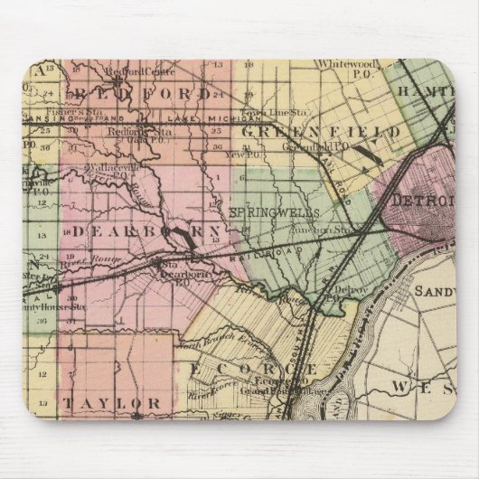 Karte des Landkreises Wayne, Michigan Mousepad (Vorne)