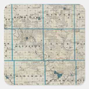 Karte des Landkreises Winneshiek, Staat von Iowa Quadratischer Aufkleber