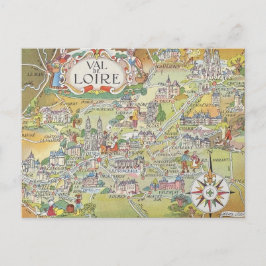 Karte des Loire-Tals von Frankreich Postkarte