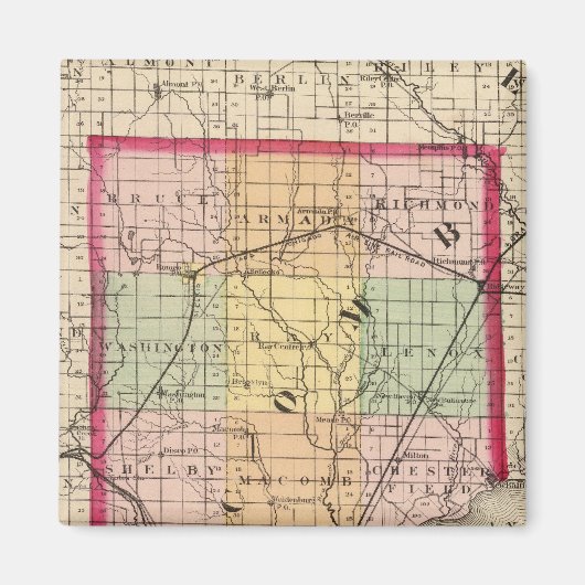 Karte des Macomb-Landkreises, Michigan Magnet (Vorne)