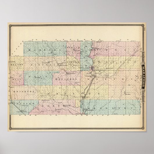 Karte des Marathon-Landkreises Poster (Vorne)