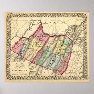 Karte des Minerals, Hampshire-Landkreise Poster