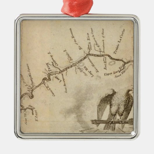 Karte des Mississippi-Flusses Silbernes Ornament (Vorne)