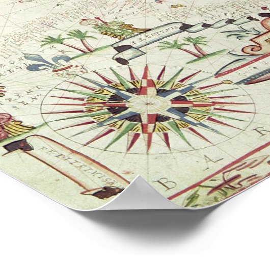 Karte des Mittelmeers, 1625 Poster (Ecke)