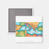 Karte des Mittelmeers Magnet (Vorderseite/Rückseite)