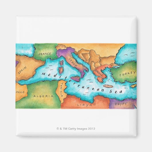 Karte des Mittelmeers Magnet (Vorne)
