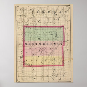 Karte des Montmorency-Landkreises, Michigan Poster