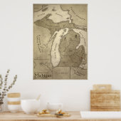 Karte des mythologischen Landes Michigan Poster (Küche)
