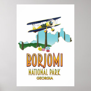 Karte des Nationalparks Borjomi Georgien Poster
